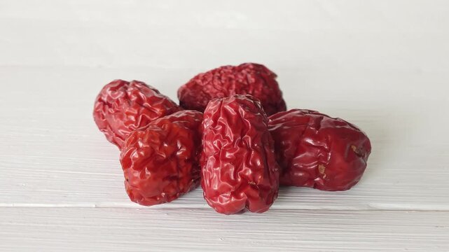 Pile of dried red jujube fruits