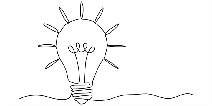 Light bulb continuous line art vector illustration minimalist creativity and innovation concept