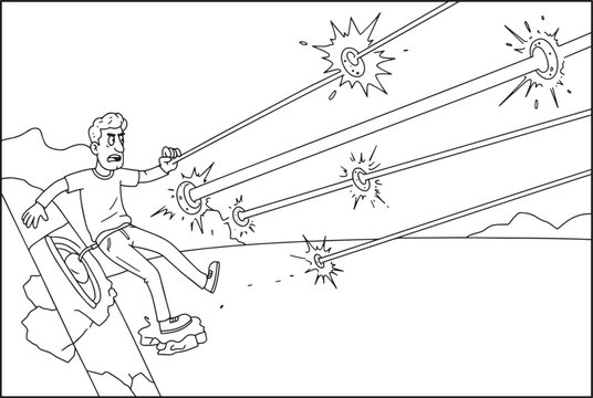Man on a skateboard dodging laser beams, intense action scene.