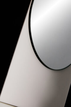Abstract close-up of  silver metallic mirror with circular shape