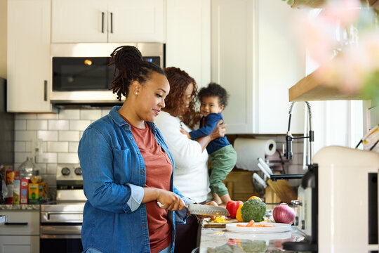 Family at kitchen