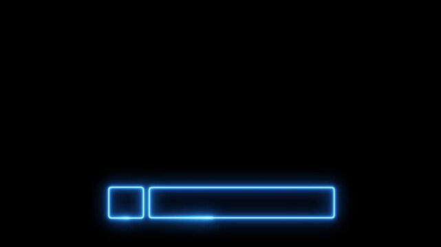 Neon blue glowing lower third overlay with square and text bar