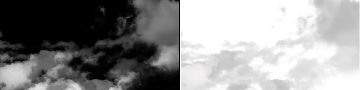 White ethereal smoke clouds on black and transparent alpha background for overlay composite visual effects art.
