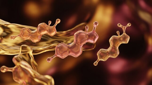 Estrogen Hormone Molecule Gold Pink Glow Dark Science
