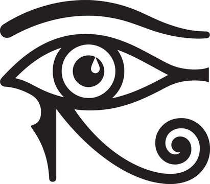 Eye of horus symbol, ancient egyptian protective amulet, black and white mythological deity sign, isolated on white also transparent background