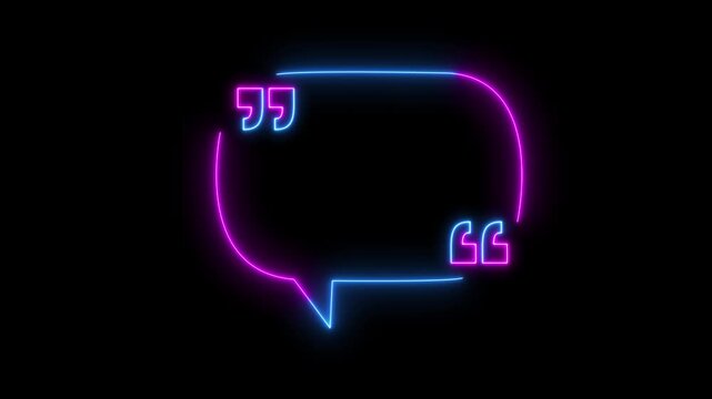 Neon quote bubble animation: glowing pink and blue speech balloon for social media
