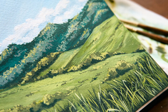 Beautiful painting of wild grass seen from close up