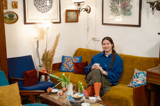 portrait of a female artist in her studio