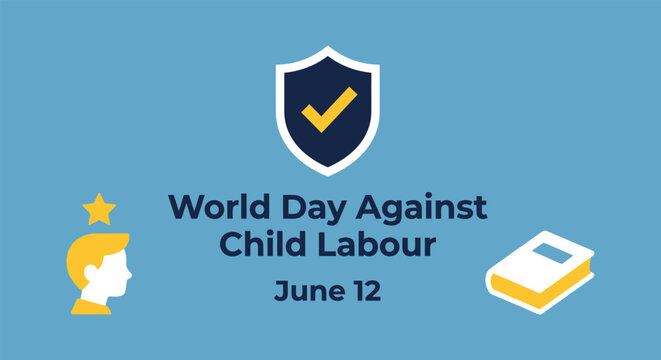 World day against child labour awareness illustration with education symbols
