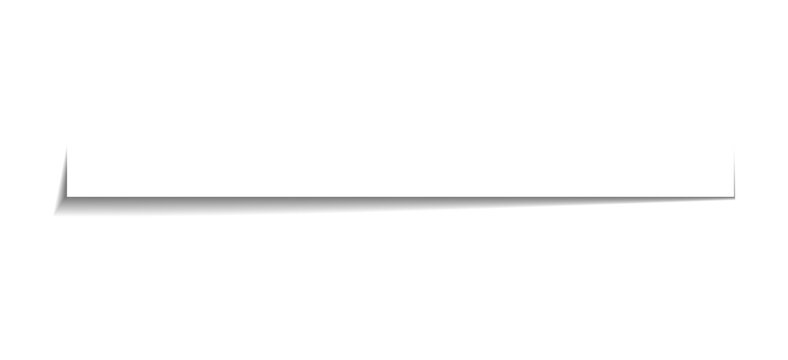 Realistic page curl corner shadow isolated on transparent background PNG. Soft grey edge shadow for paper
