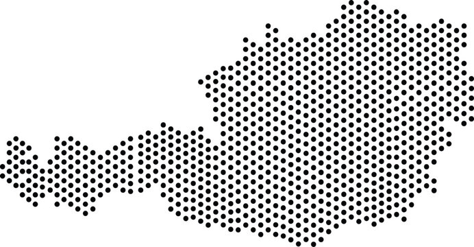 Austria Dotted Map Minimalist Black Dots Silhouette Country Geography Graphic Element