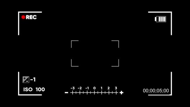 Digital camera viewfinder overlay with recording interface and iso settings