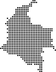 Obraz premium Colombia Dotted Map Minimalist Black Dots Silhouette Country Geography Graphic Element