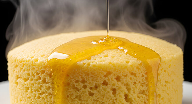 Steaming Yellow Corn Couscous Drizzled with Melted Butter