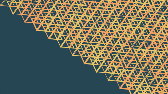 Abstract Dark Teal Background with Geometric Yellow Triangle Mesh Pattern