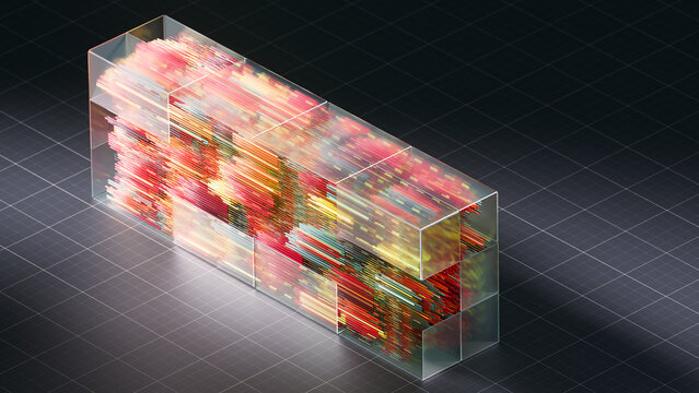Transparent prism with abstract data stream