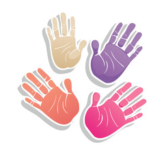 Obraz premium Five hands in flat design gestures isolated