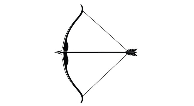 Traditional Bow And Arrow Silhouette Against White Background