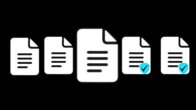 Document approval and verification process animation with checkmark