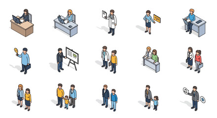Fototapeta premium Isometric People Icons Set for Business and Education Concepts
