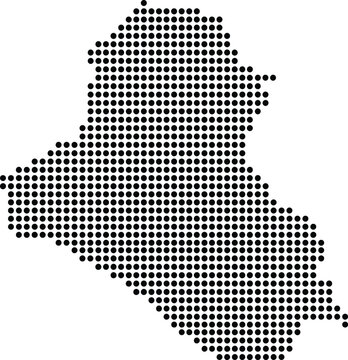Iraq Dotted Map Minimalist Black Dots Silhouette Country Geography Graphic Element