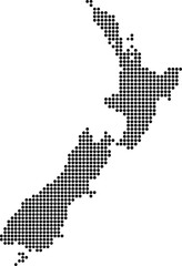 Obraz premium New Zealand Dotted Map Minimalist Black Dots Silhouette Country Geography Graphic Element
