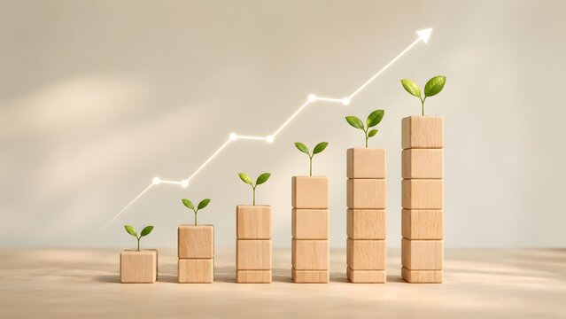 Sustainable Business Growth Strategy and Green Economy Investment Progress Concept