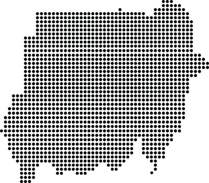 Sudan Dotted Map Minimalist Black Dots Silhouette Country Geography Graphic Element