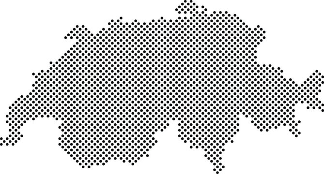 Switzerland Dotted Map Minimalist Black Dots Silhouette Country Geography Graphic Element