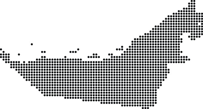 United Arab Emirates Dotted Map Minimalist Black Dots Silhouette Country Geography Graphic Element