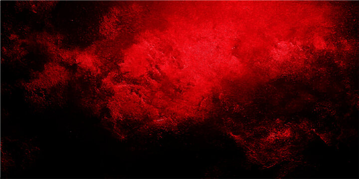 Vivid red abstract textured cloud formation against a stark black background, conveying intense energy and a sense of mystery