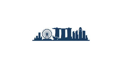Naklejka premium Minimalist Singapore City Skyline Silhouette Vector Illustration