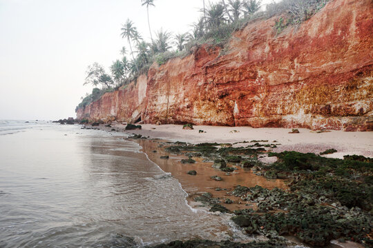 Scenic view of the Red Cliffs (Pha Daeng Beach) in Bang Saphan Noi, Prachuap Khiri Khan, Thailand. 