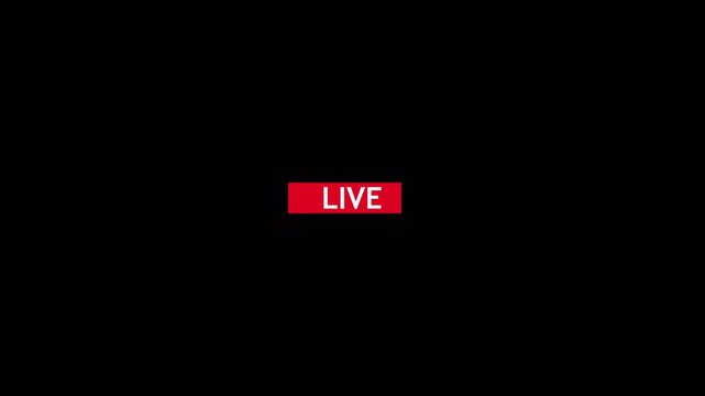 Animation of live button with transparent background, 4k simple live streaming icon animation, Perfect for shows and social media live performances or your channel.

