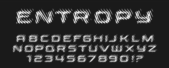 Ribbed Glass Alphabet Font - Distorted Grunge Typography with Vertical Scan Lines Effect and Brutalist Aesthetic Complete A-Z Set © дима селиванов