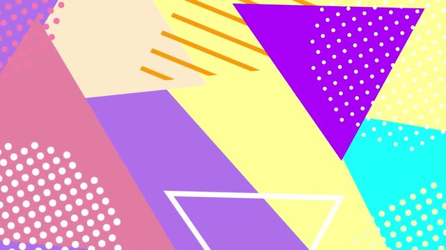 Abstract Geometric Memphis Style Pattern with Retro Colors.