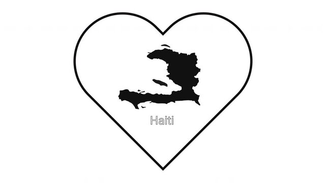 Haiti Map in Heart Shape Graphic Design.