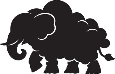 Obraz premium Woolly mammoth walking ancient prehistoric animal silhouette, ice age creature with tusks and fur.