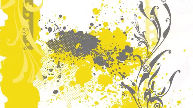 Abstract Yellow and Gray Splatter Grunge Design Background.