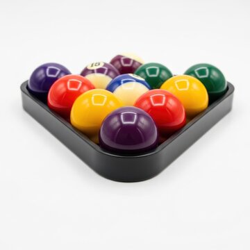 Billiard Balls Arranged in a Triangle Rack for a Game.