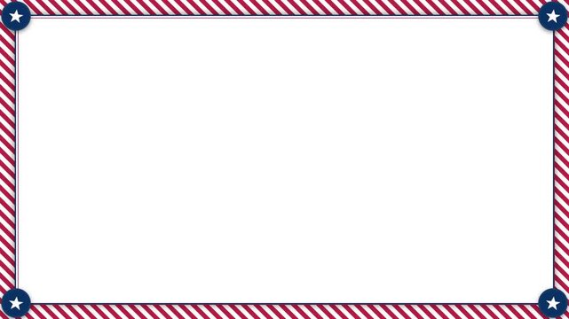 Animated USA Patriotic Frame with Red White Stripes and Blue Star Badges