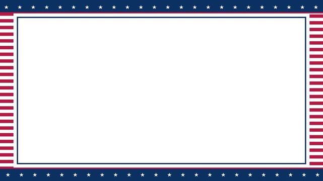 Animated USA Patriotic Frame with Top Bottom Stars and Left Right Stripes
