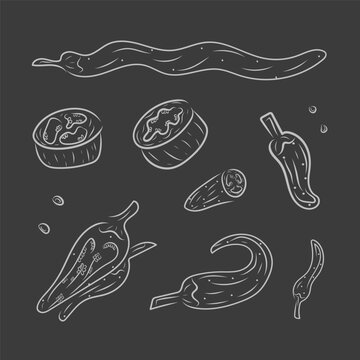 hand dram icon set in doodle style