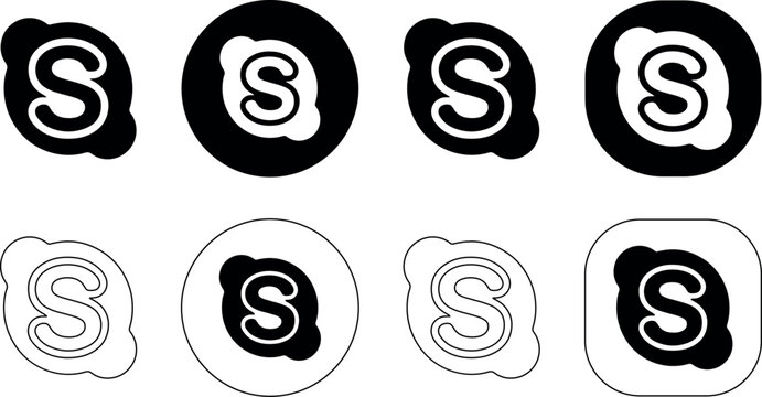Skype logo icons collection diverse styles and shapes for digital communication branding and app interface design elements.