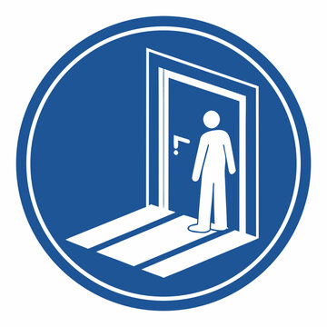 Man entering a door with a doorknob on the right side cul de sac doorknob entering entrance direction threshold admittance admission accessibility destination departure entranceway