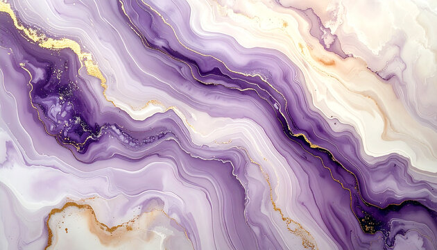 Abstract purple and gold fluid art background design texture