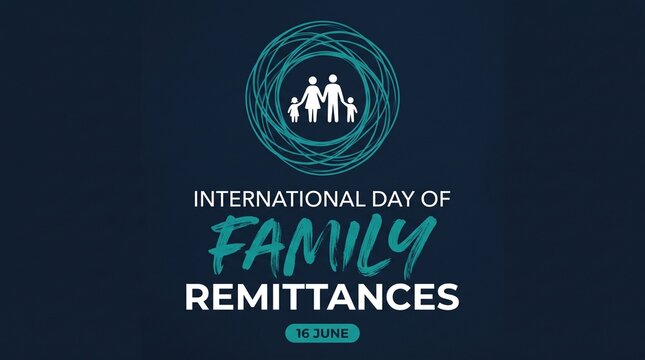 International day of family remittances graphic featuring teal circular icon