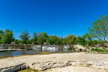 Fototapeta premium St. Marys Falls, Ontario, Canada. The falls are formed by natural limestone ledges of the Thames River.