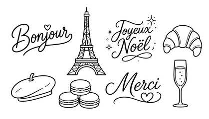 French Parisian Holiday Icons. © iwak