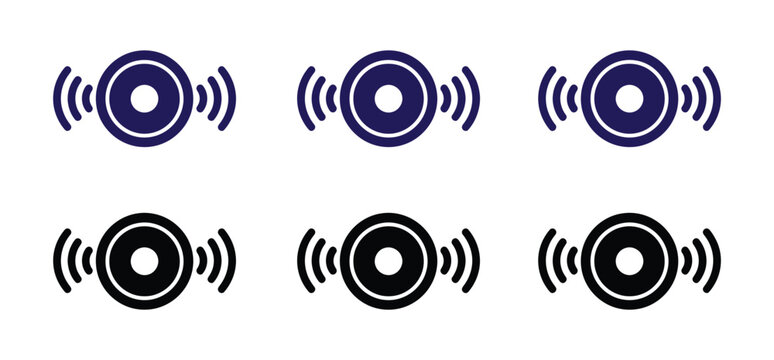 Speaker icon set displaying audio sound volume levels with software